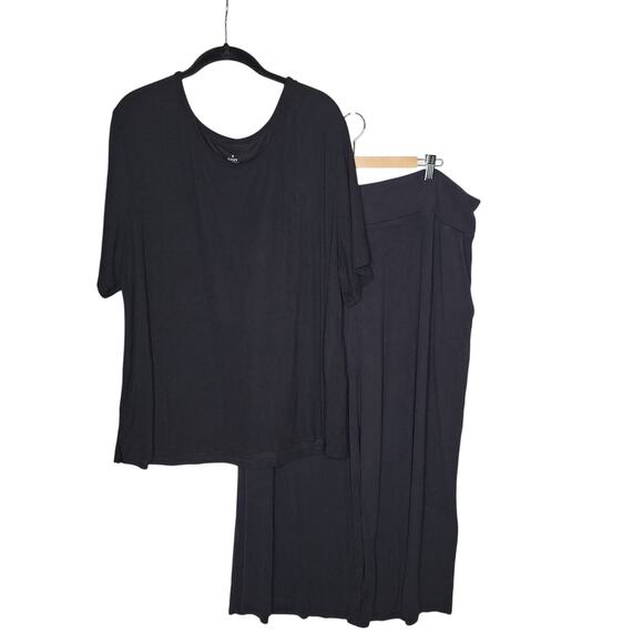 Cozy Earth Bamboo Ribbed Pajama Set Womens XXXL Cropped Loungewear Black Stretch - Picture 1 of 12